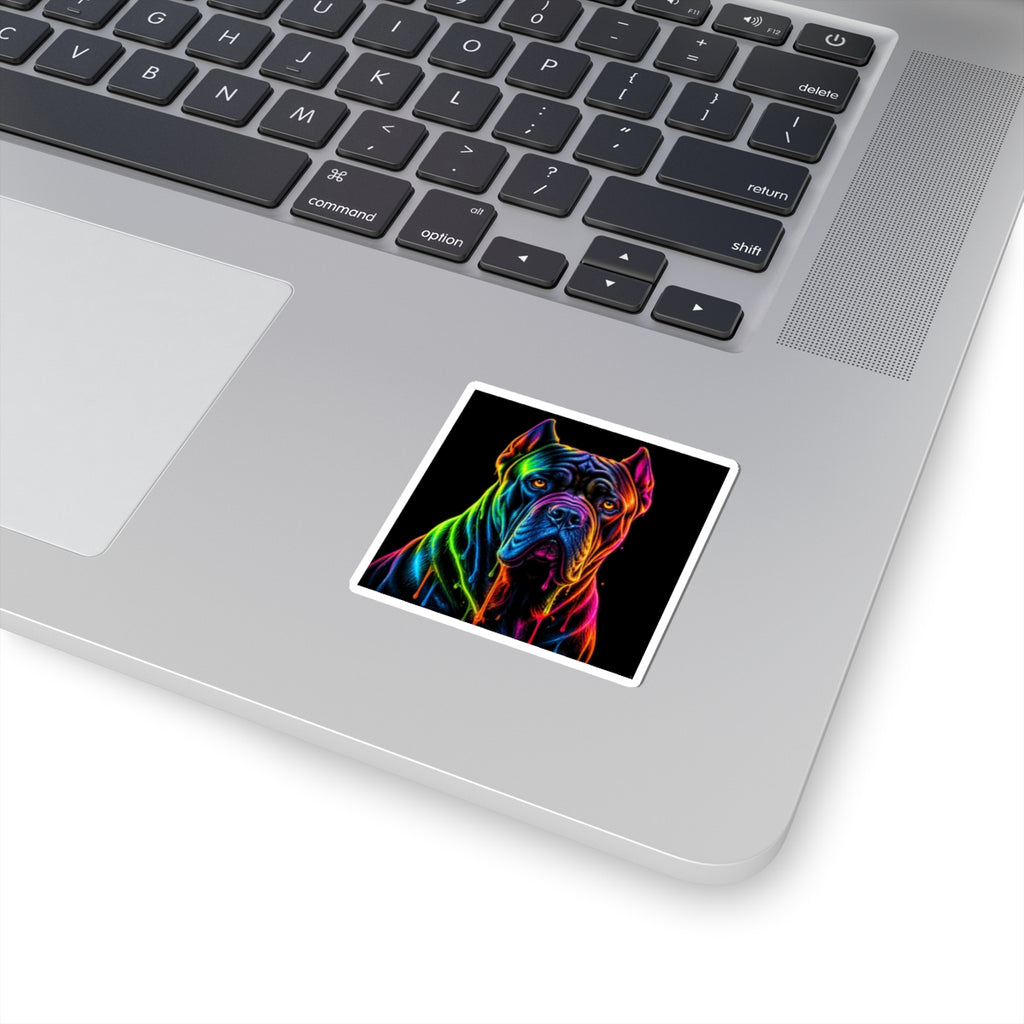 Neon Rainbow Cane Corso Dog Kiss-Cut Sticker