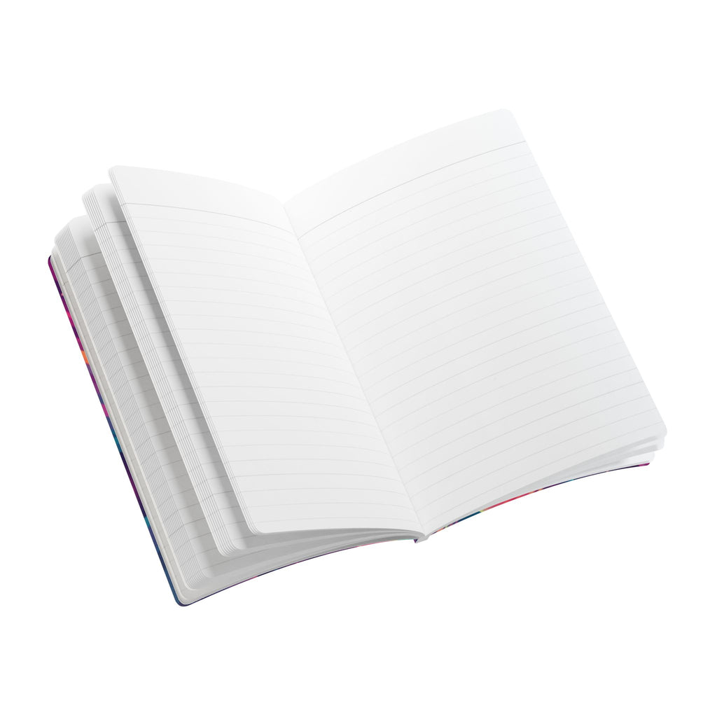 Cosmic Swirl Softcover Journal — Neon Galaxy Moon & Planets Notebook