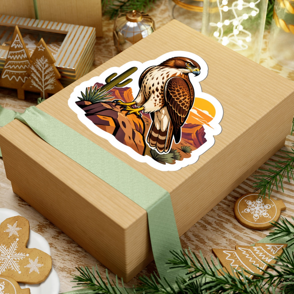 Desert Hawk and Cactus Kiss-Cut Sticker