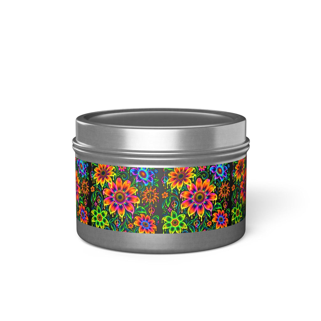 Colorful Floral Tin Candle