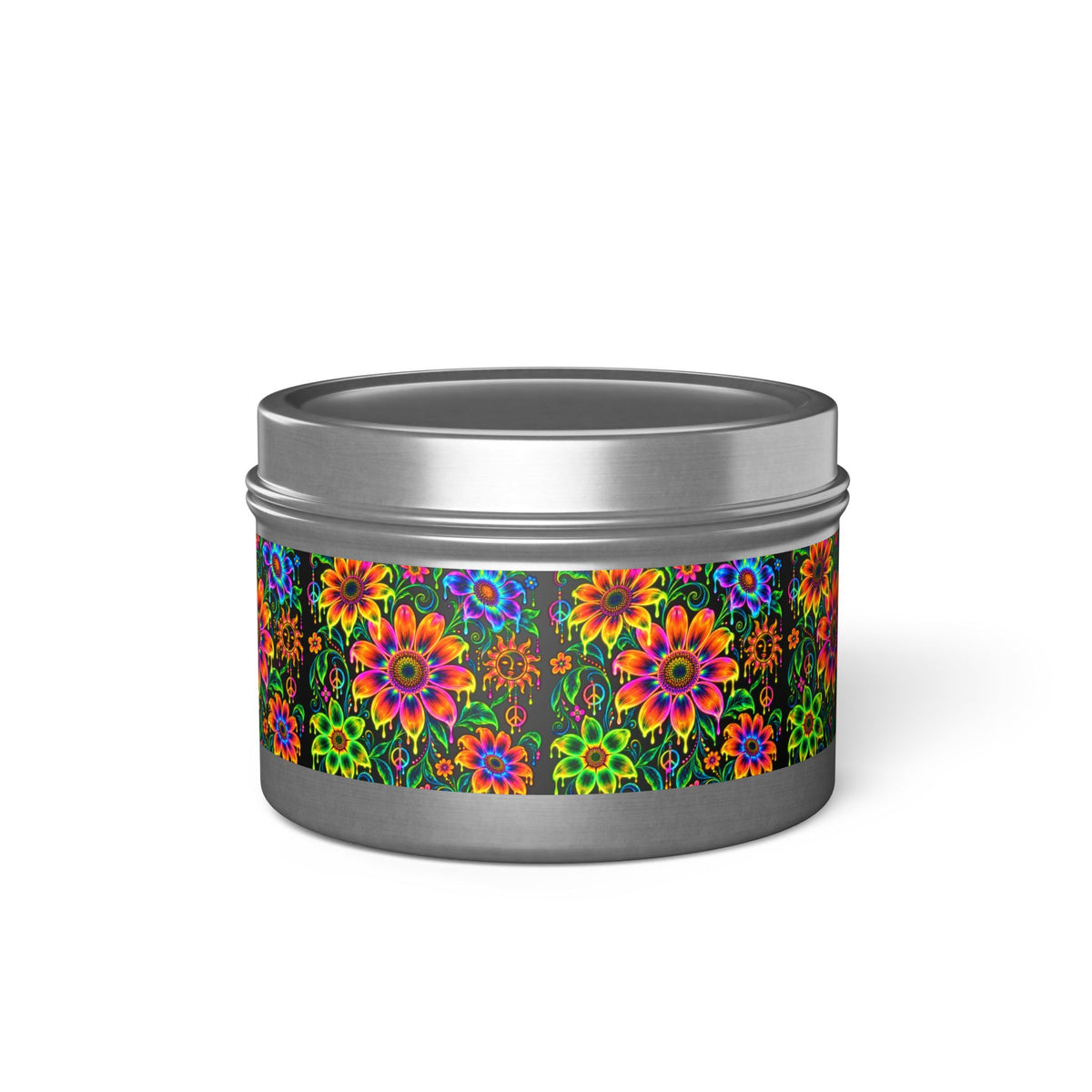 Colorful Floral Tin Candle