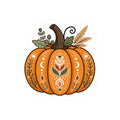 Autumn Boho Pumpkin Sticker — Fall Floral Kiss-Cut Decal