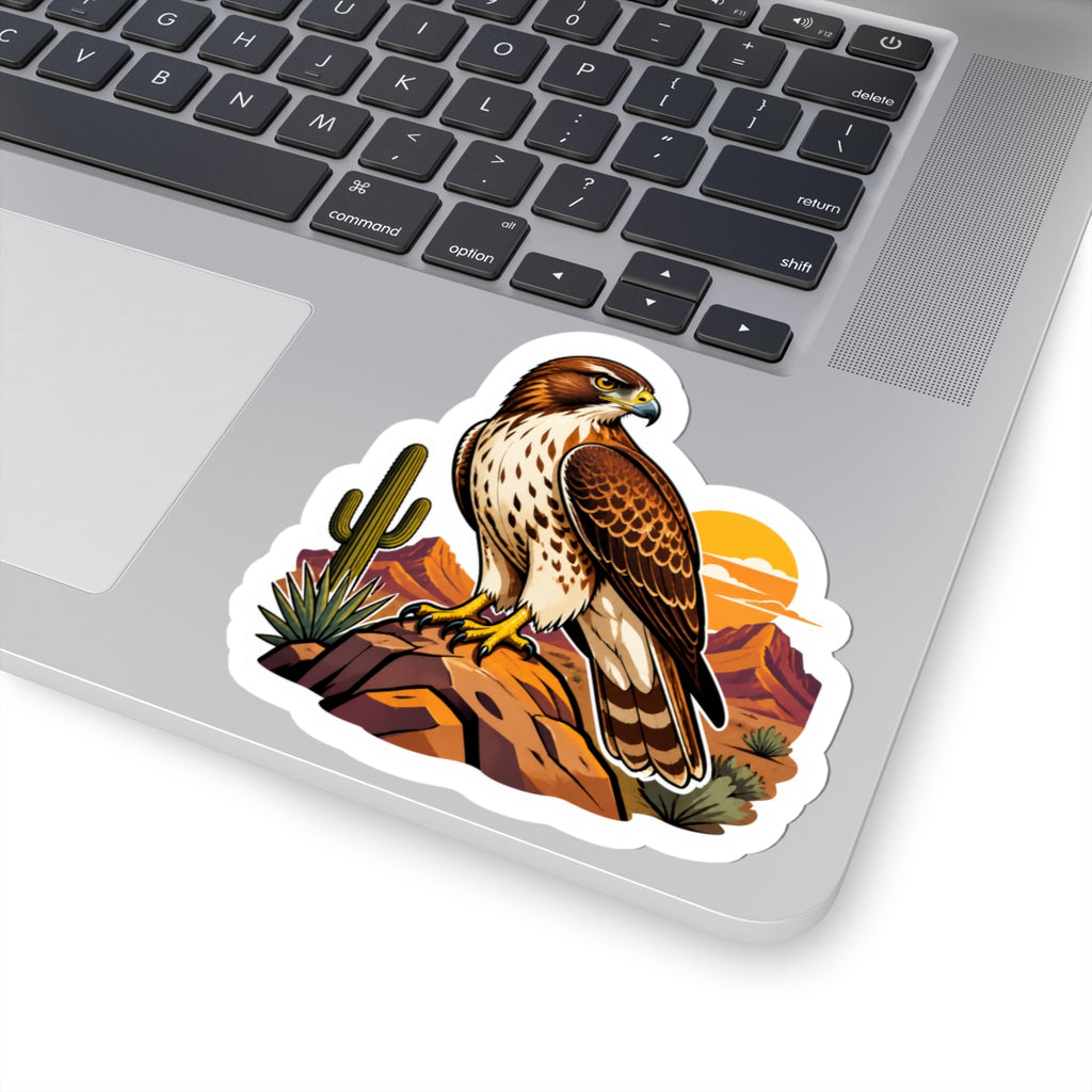 Desert Hawk and Cactus Kiss-Cut Sticker