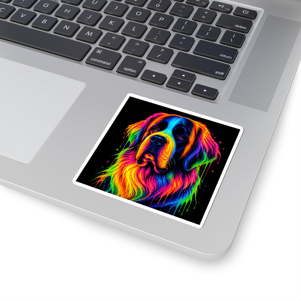 Rainbow Saint Bernard Dog Kiss-Cut Sticker