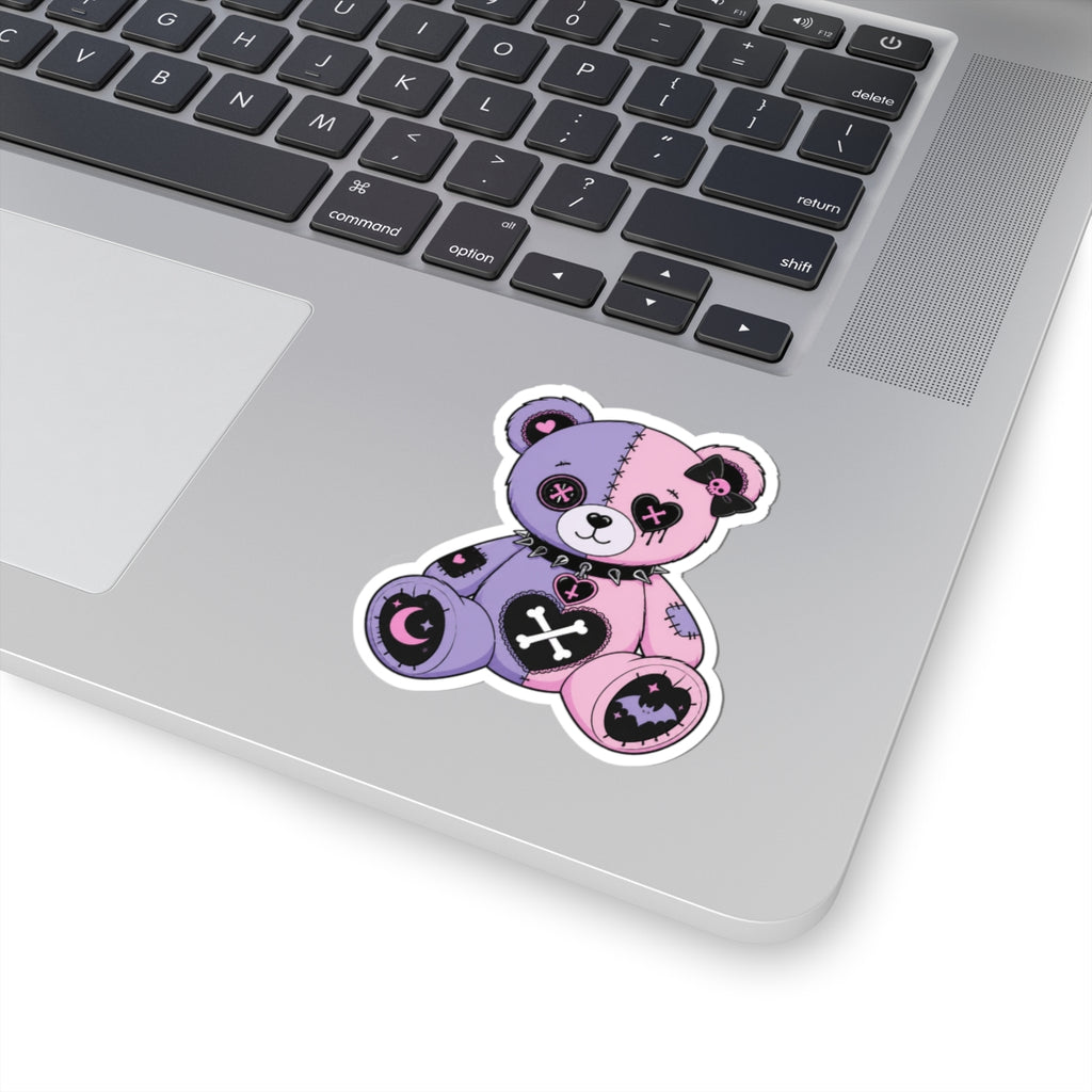Gothic Pink and Purple Teddy Bear Kiss-Cut Sticker