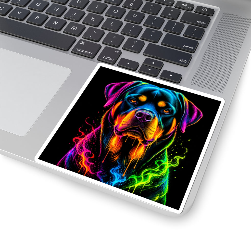 Neon Rottweiler Rainbow Dog Kiss-Cut Sticker