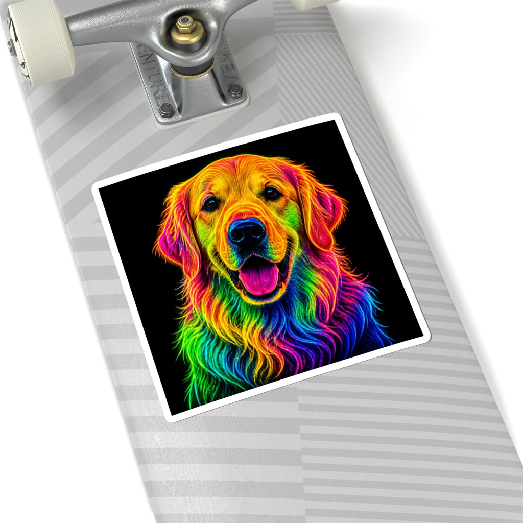 Rainbow Golden Retriever Kiss-Cut Sticker