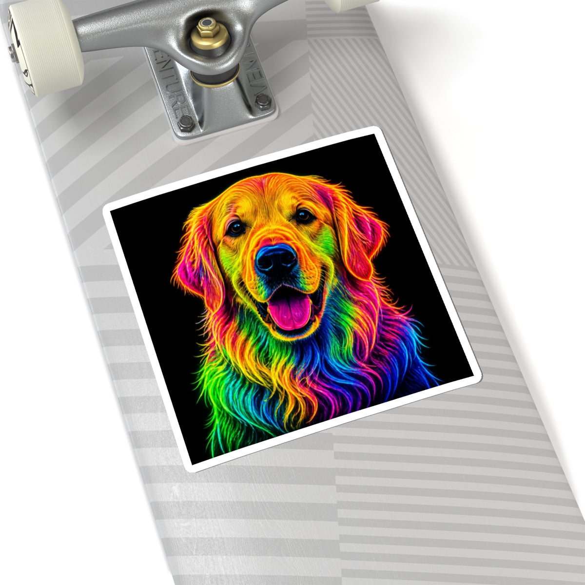 Rainbow Golden Retriever Kiss-Cut Sticker