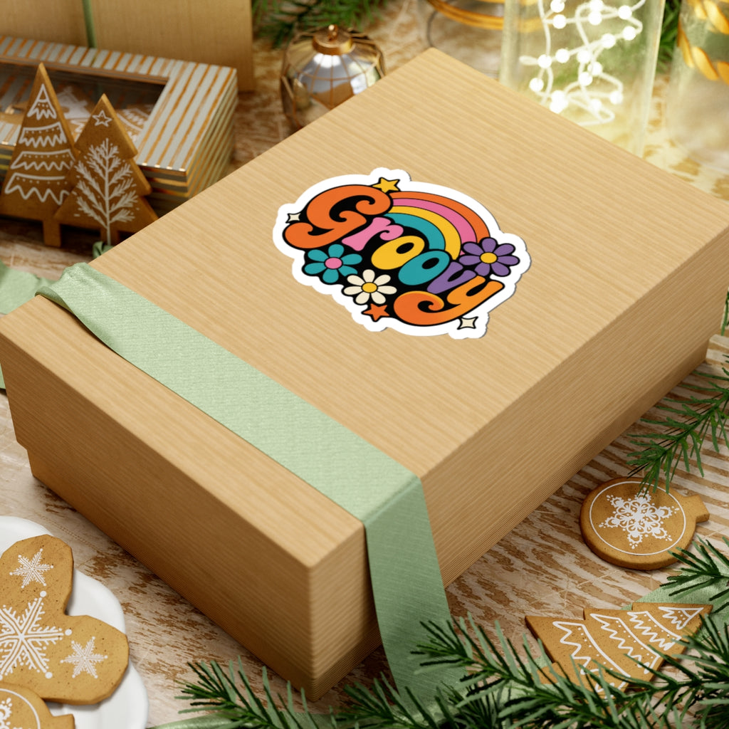 Groovy Rainbow Kiss-Cut Sticker