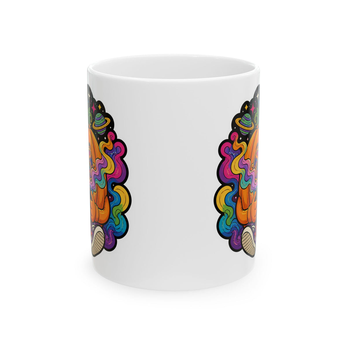 Psychedelic Pumpkin Mug — Colorful Rainbow Pumpkin Ceramic Coffee Cup (11oz & 15oz)