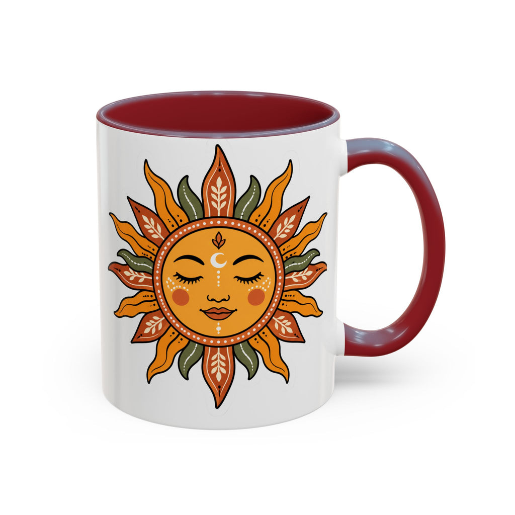 Sunface Accent Coffee Mug — Boho Sun Goddess Ceramic Mug (11/15oz)