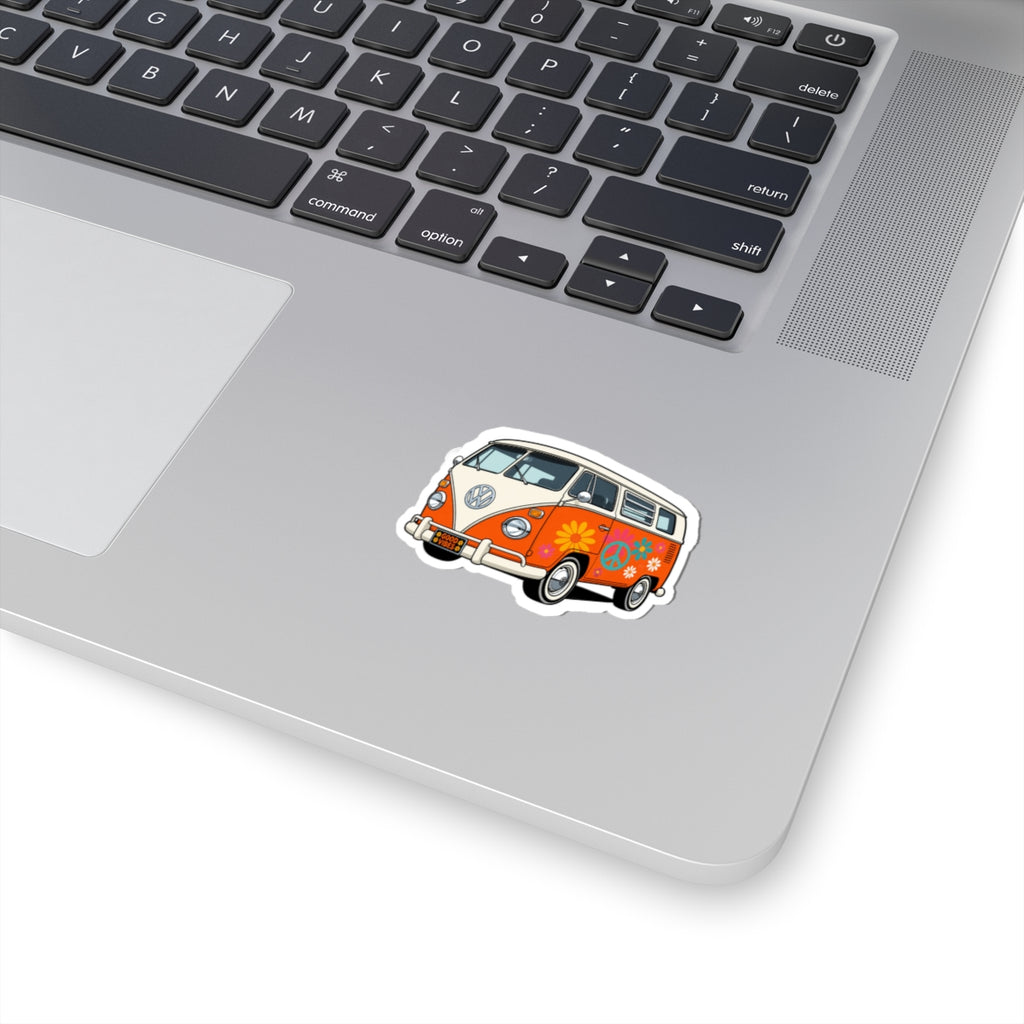 Vintage Hippie Camper Van Kiss-Cut Sticker