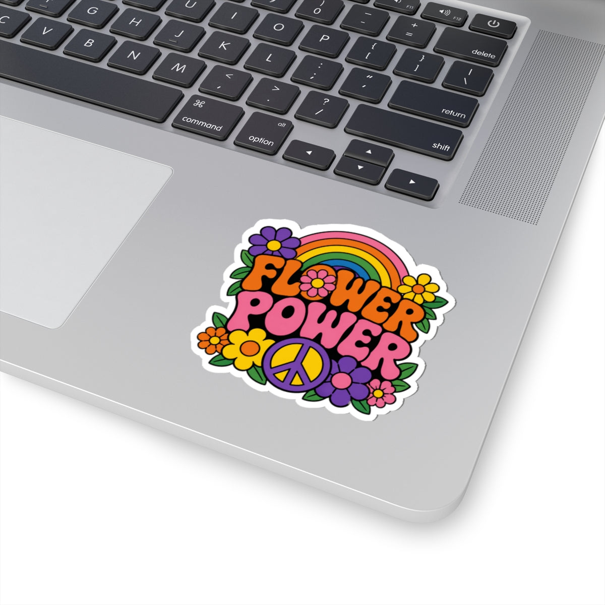Flower Power Peace Rainbow Kiss-Cut Sticker