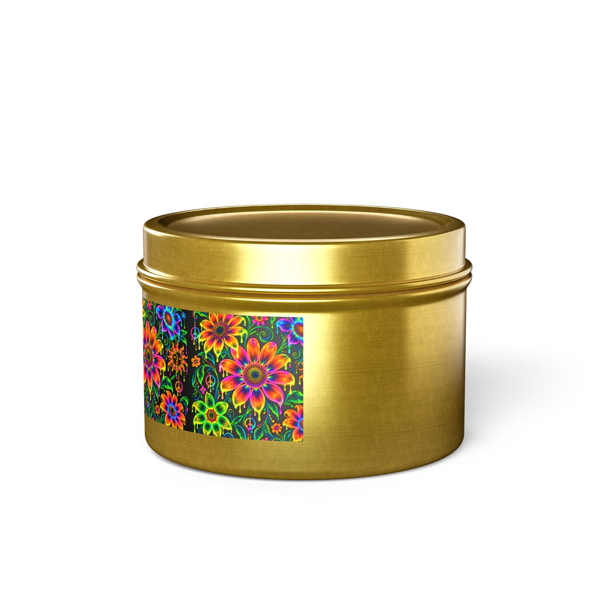 Colorful Floral Tin Candle