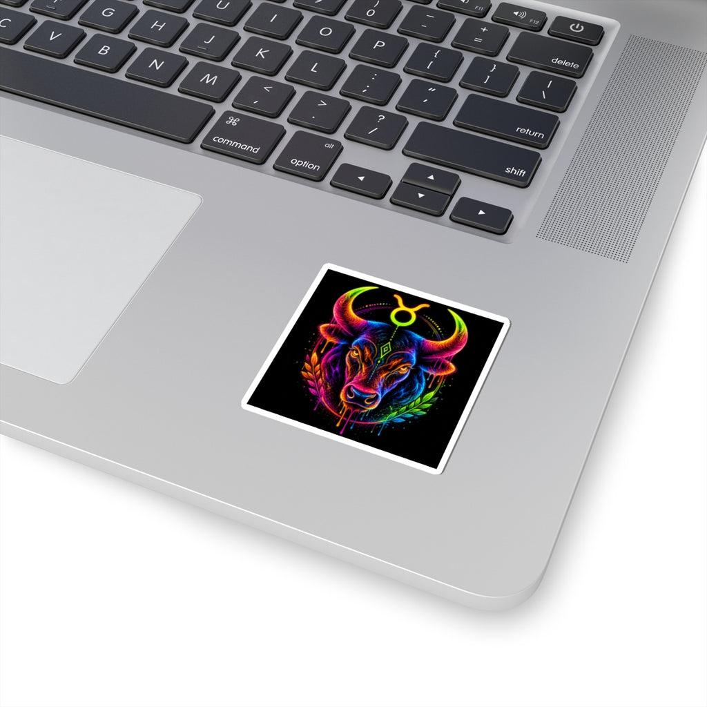 Neon Taurus Bull Kiss-Cut Sticker
