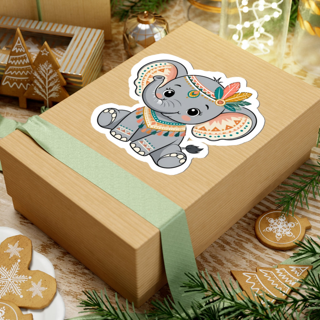 Cute Boho Elephant Kiss-Cut Sticker