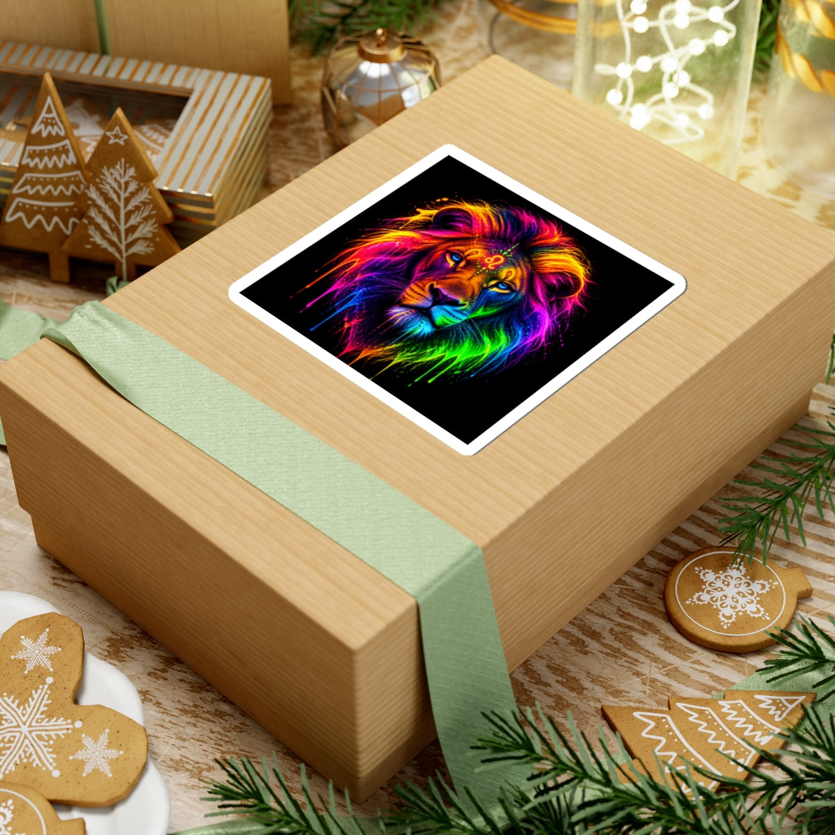 Rainbow Leo Lion Kiss-Cut Sticker