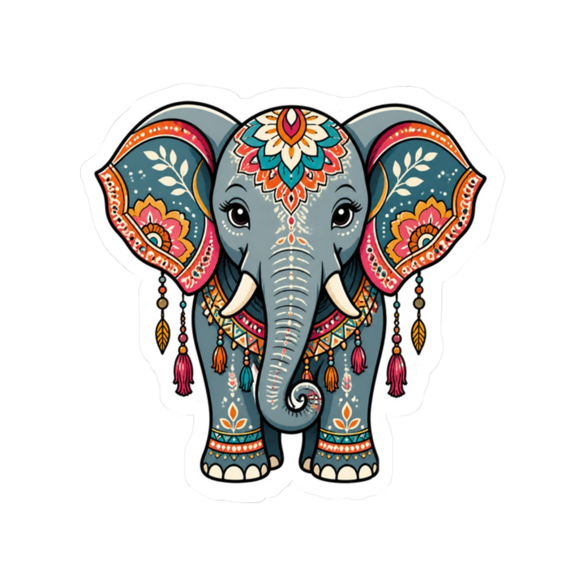 Decorative Elephant Kiss-Cut Sticker
