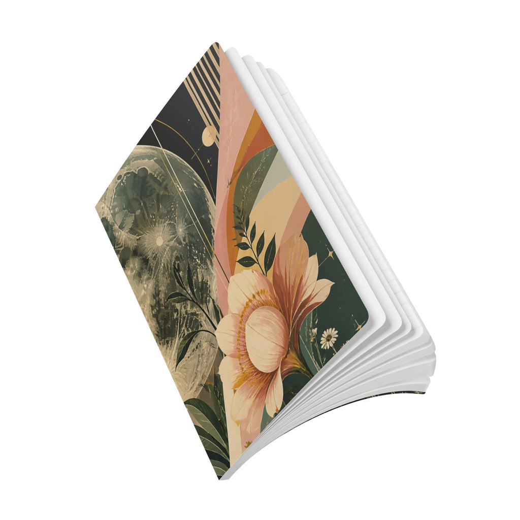 Moonlit Garden Softcover Journal — Floral Cosmic Notebook for Reflection & Dreams