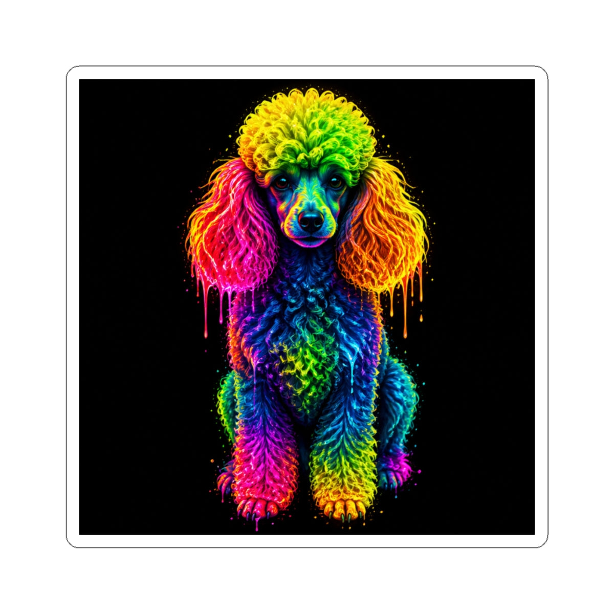 Rainbow Poodle Kiss-Cut Sticker