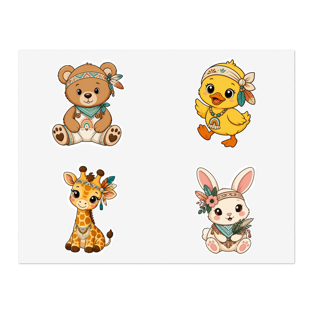 Cute Boho Animals Sticker Sheets