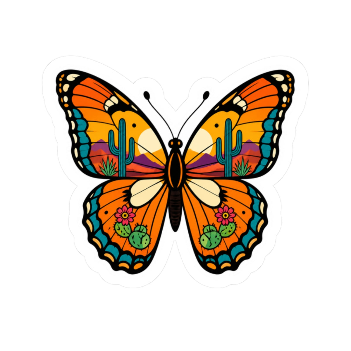 Colorful Desert Butterfly Kiss-Cut Sticker