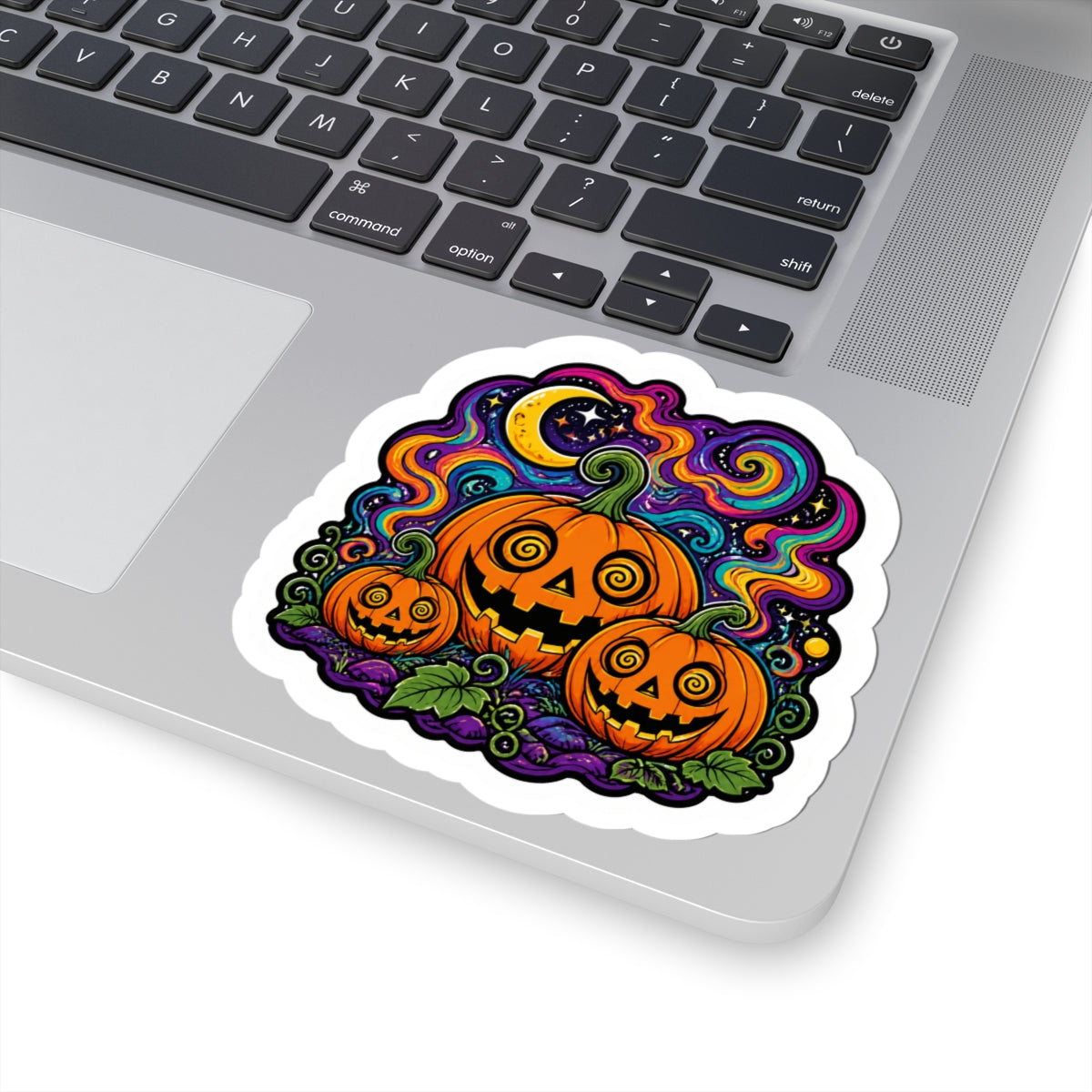 Psychedelic Jack-O’-Lantern Kiss-Cut Sticker – Halloween Pumpkin Trio