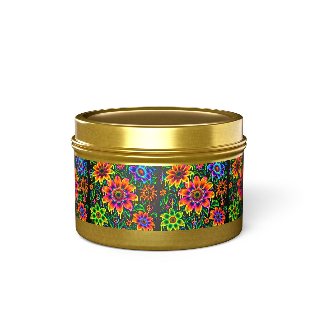Colorful Floral Tin Candle