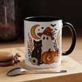 Halloween Ghost & Black Cat Accent Coffee Mug — Spooky Pumpkin Fall Coffee Cup (11/15oz)