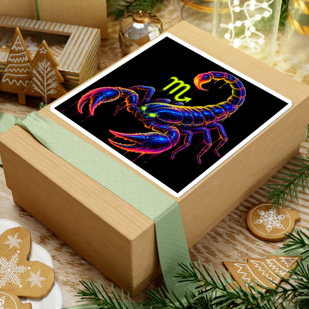 Neon Scorpion Zodiac Kiss-Cut Sticker