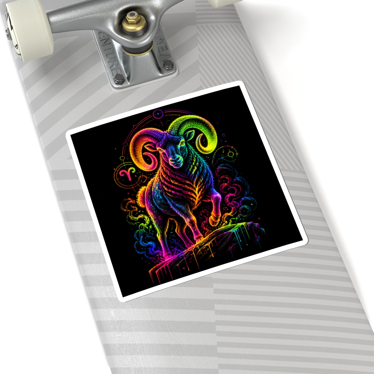 Neon Capricorn Ram Zodiac Kiss-Cut Sticker