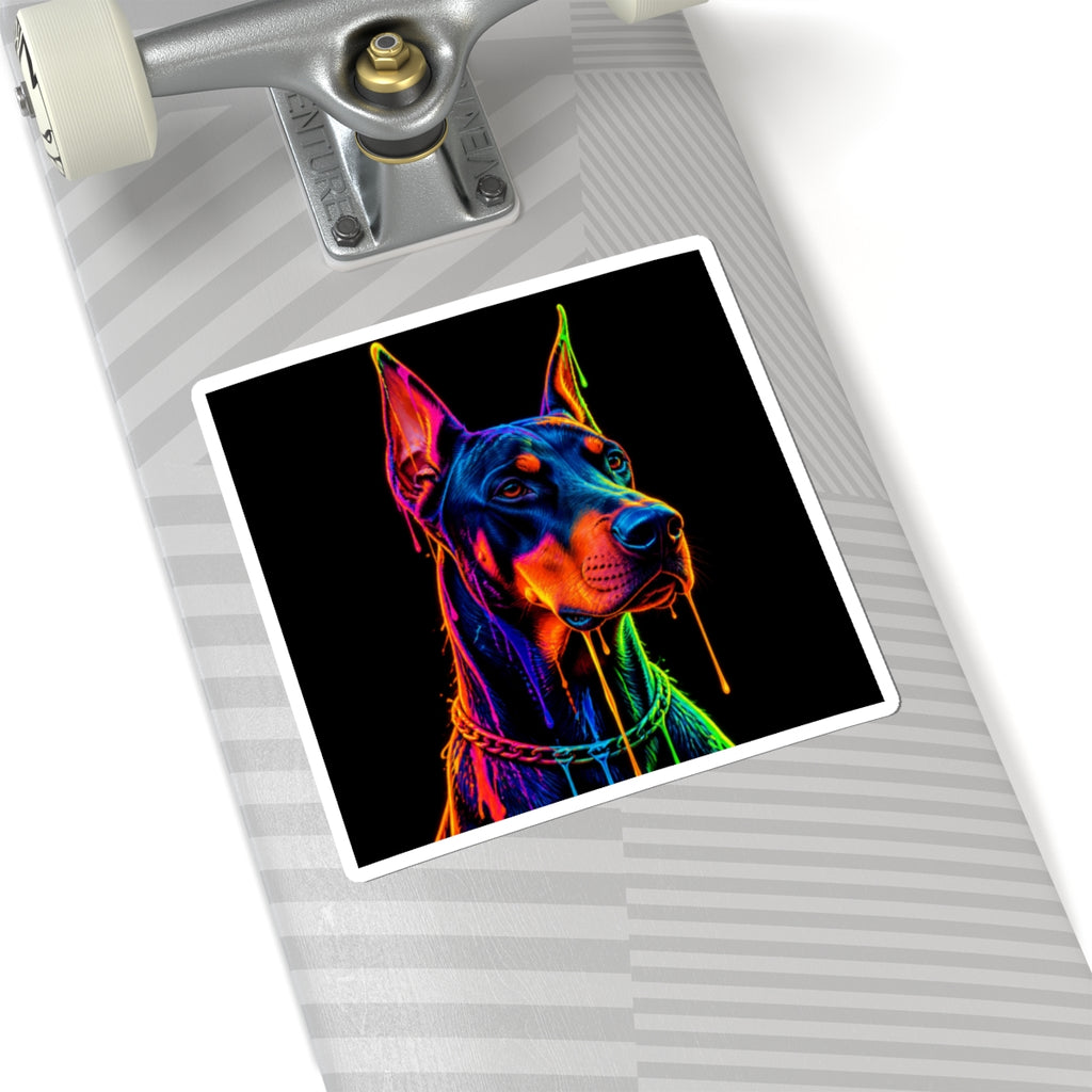Neon Doberman Dog Kiss-Cut Sticker