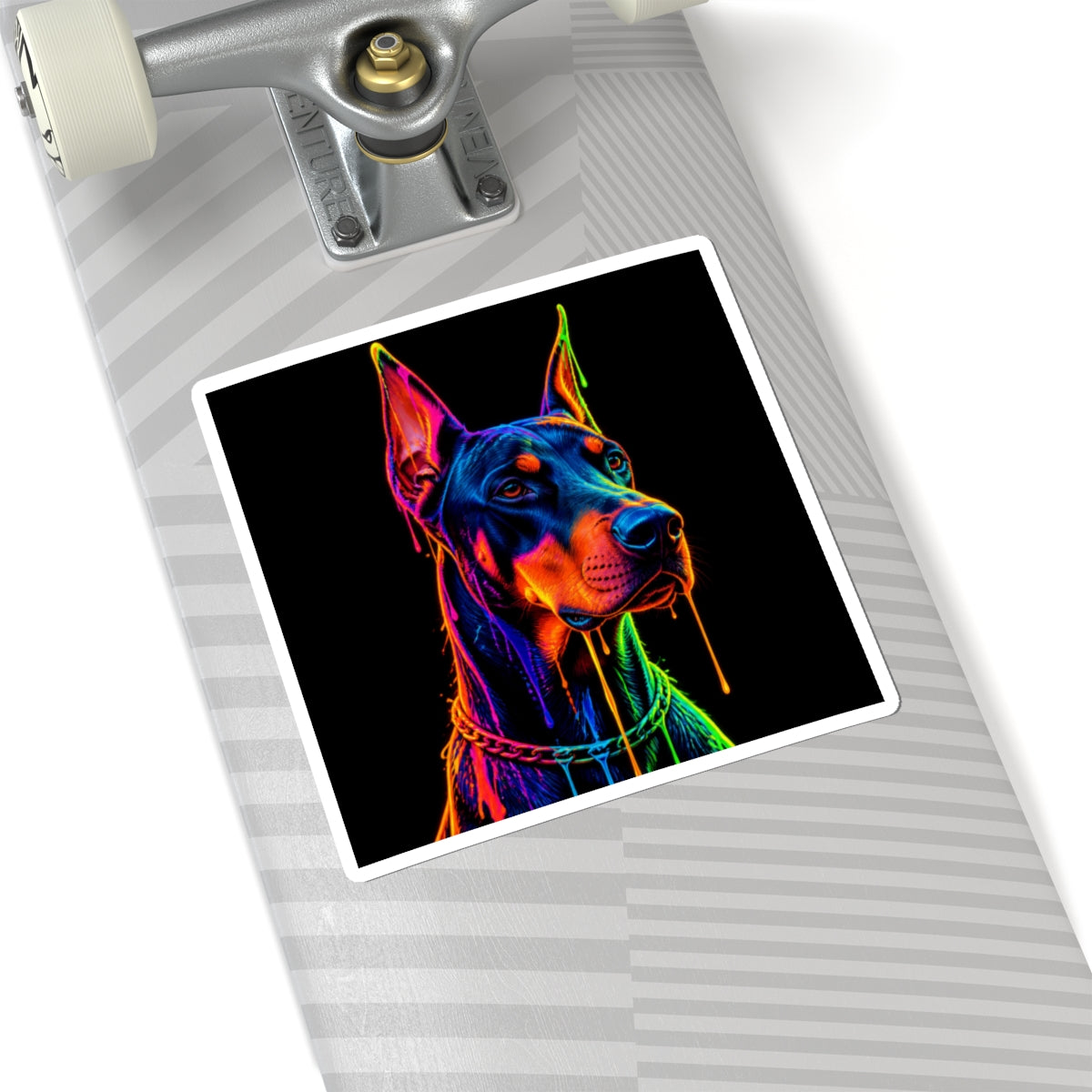 Neon Doberman Dog Kiss-Cut Sticker