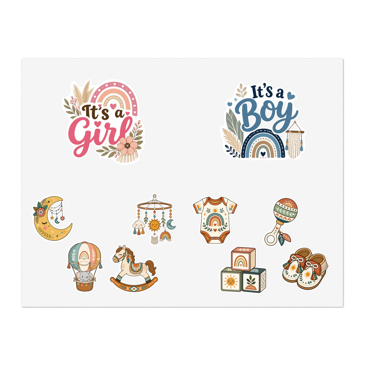 It's a Girl or Boy Boho Baby Shower Sticker Sheets