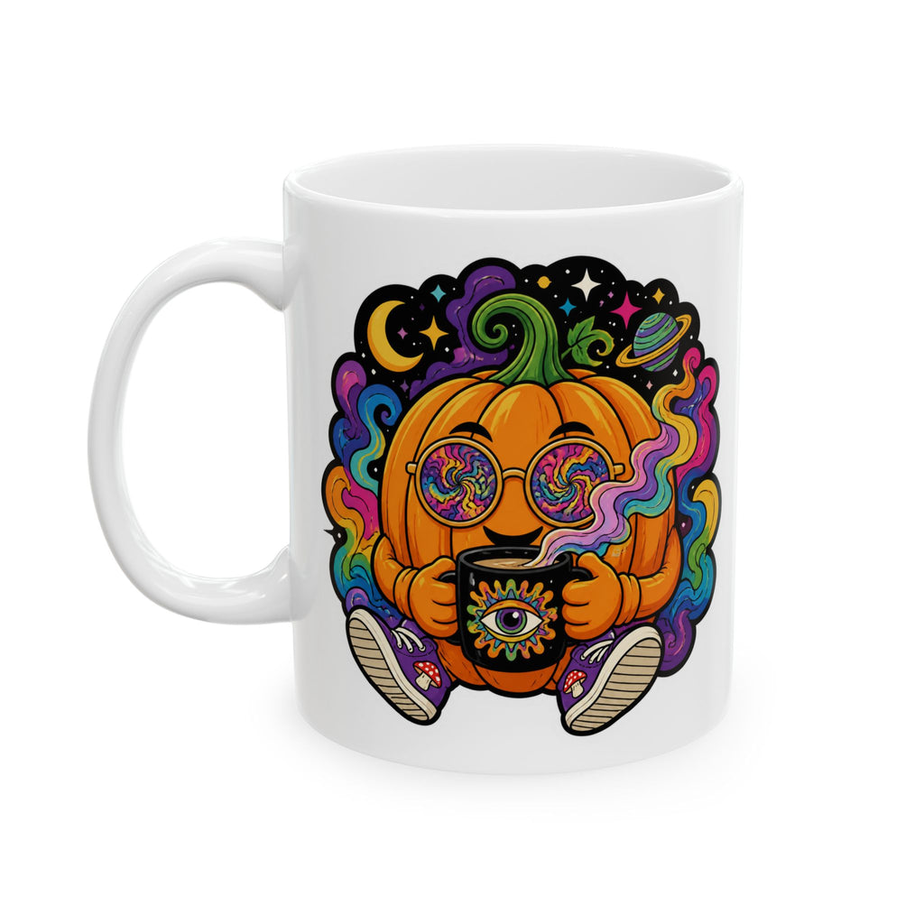 Psychedelic Pumpkin Mug — Colorful Rainbow Pumpkin Ceramic Coffee Cup (11oz & 15oz)