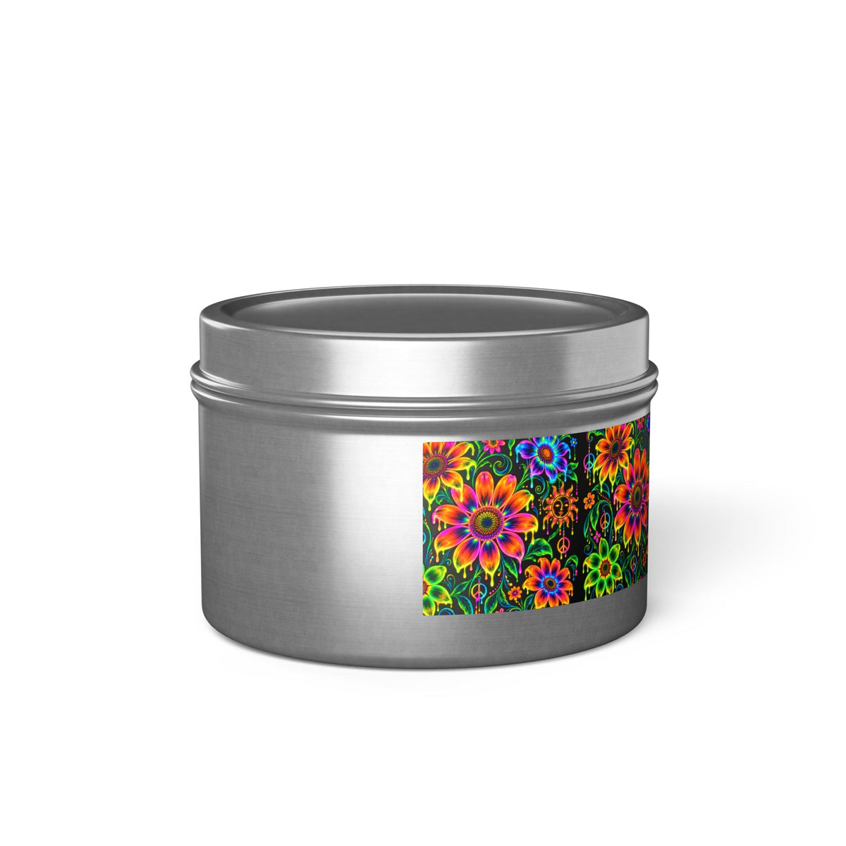 Colorful Floral Tin Candle