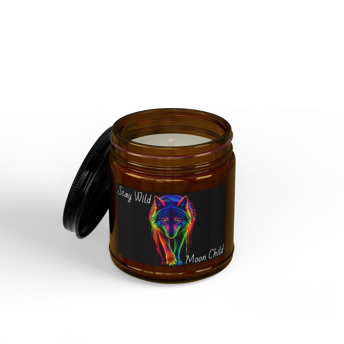 Stay Wild Moon Child Rainbow Wolf Soy Candle