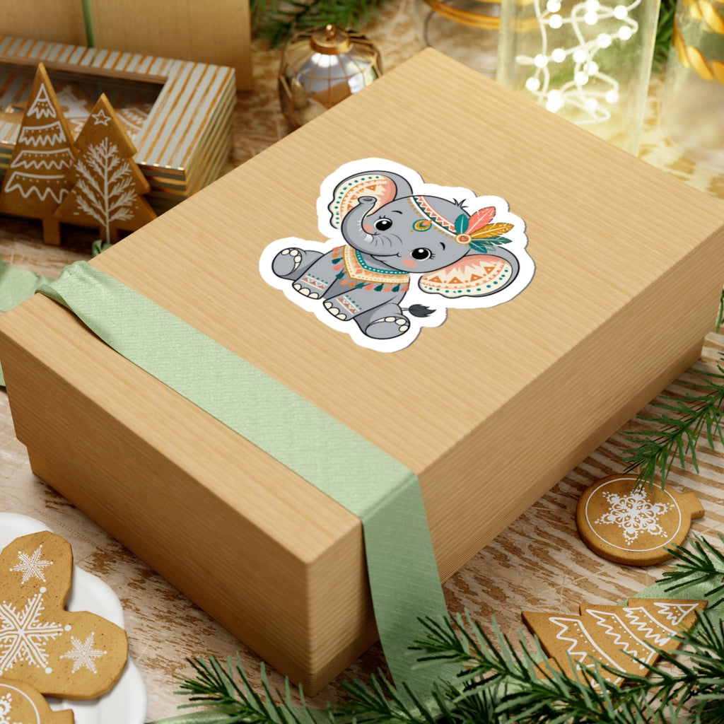 Cute Boho Elephant Kiss-Cut Sticker