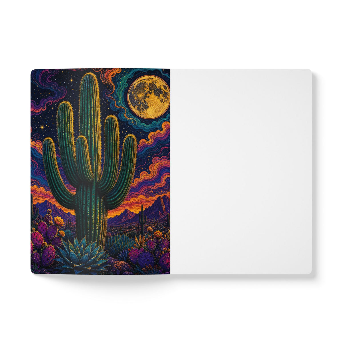 The Dreaming Desert Oracle Journal — Psychedelic Saguaro Softcover Notebook