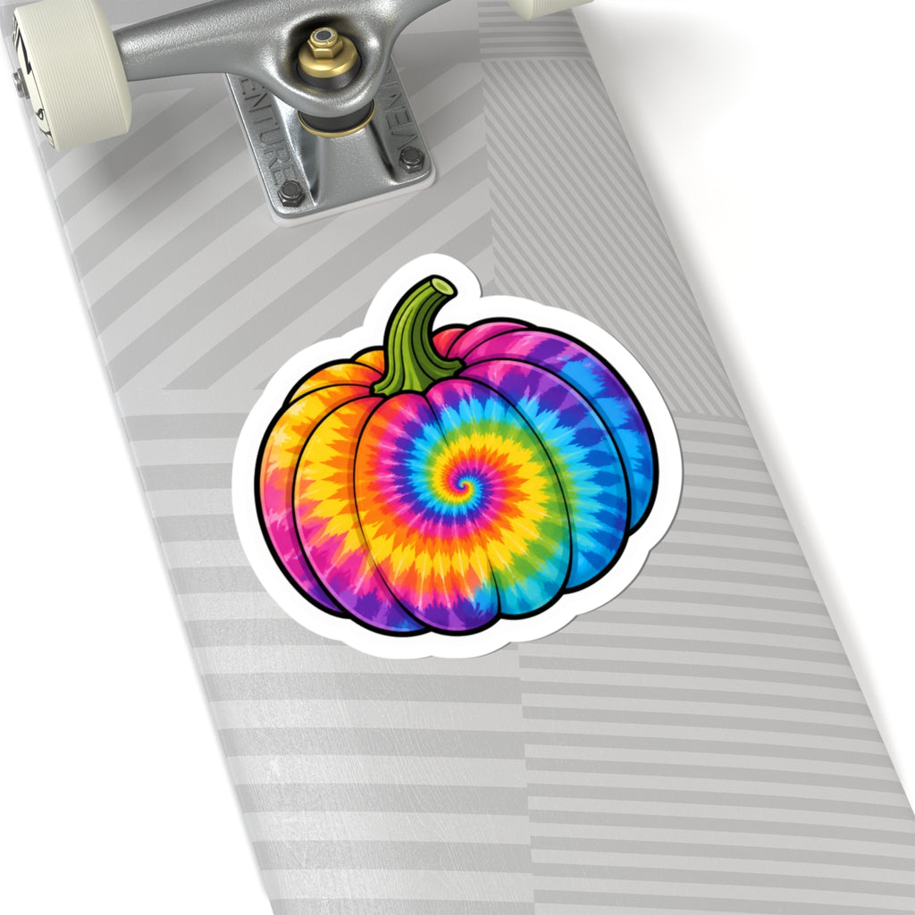 Tie-Dye Pumpkin Sticker — Colorful Fall & Halloween Laptop Decal