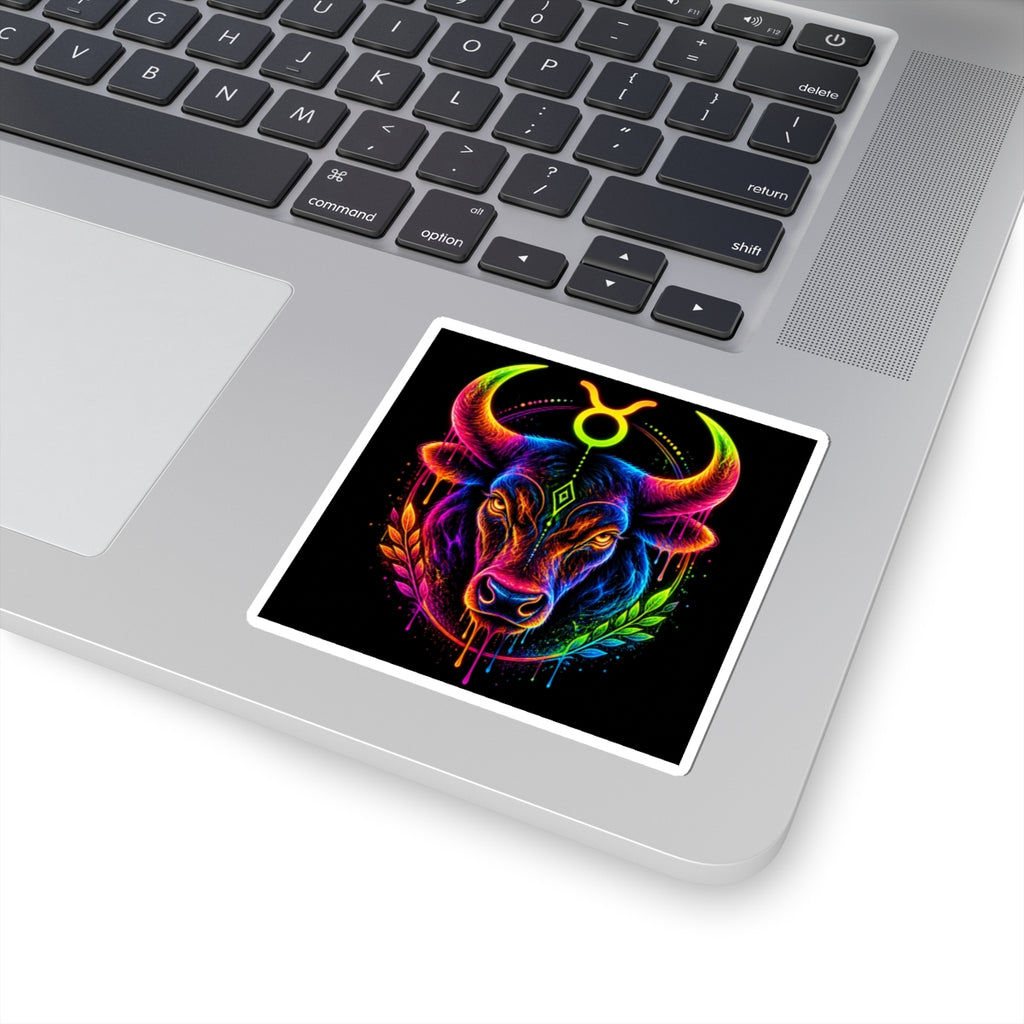 Neon Taurus Bull Kiss-Cut Sticker