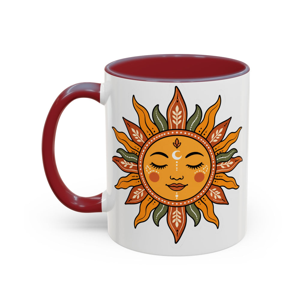 Sunface Accent Coffee Mug — Boho Sun Goddess Ceramic Mug (11/15oz)