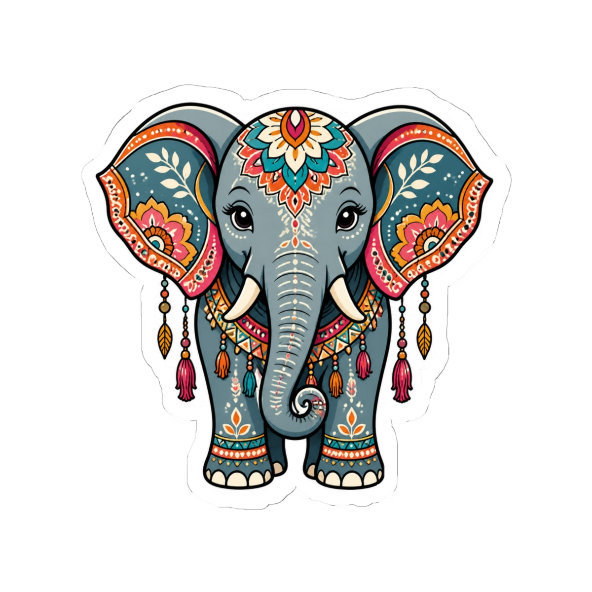 Decorative Elephant Kiss-Cut Sticker