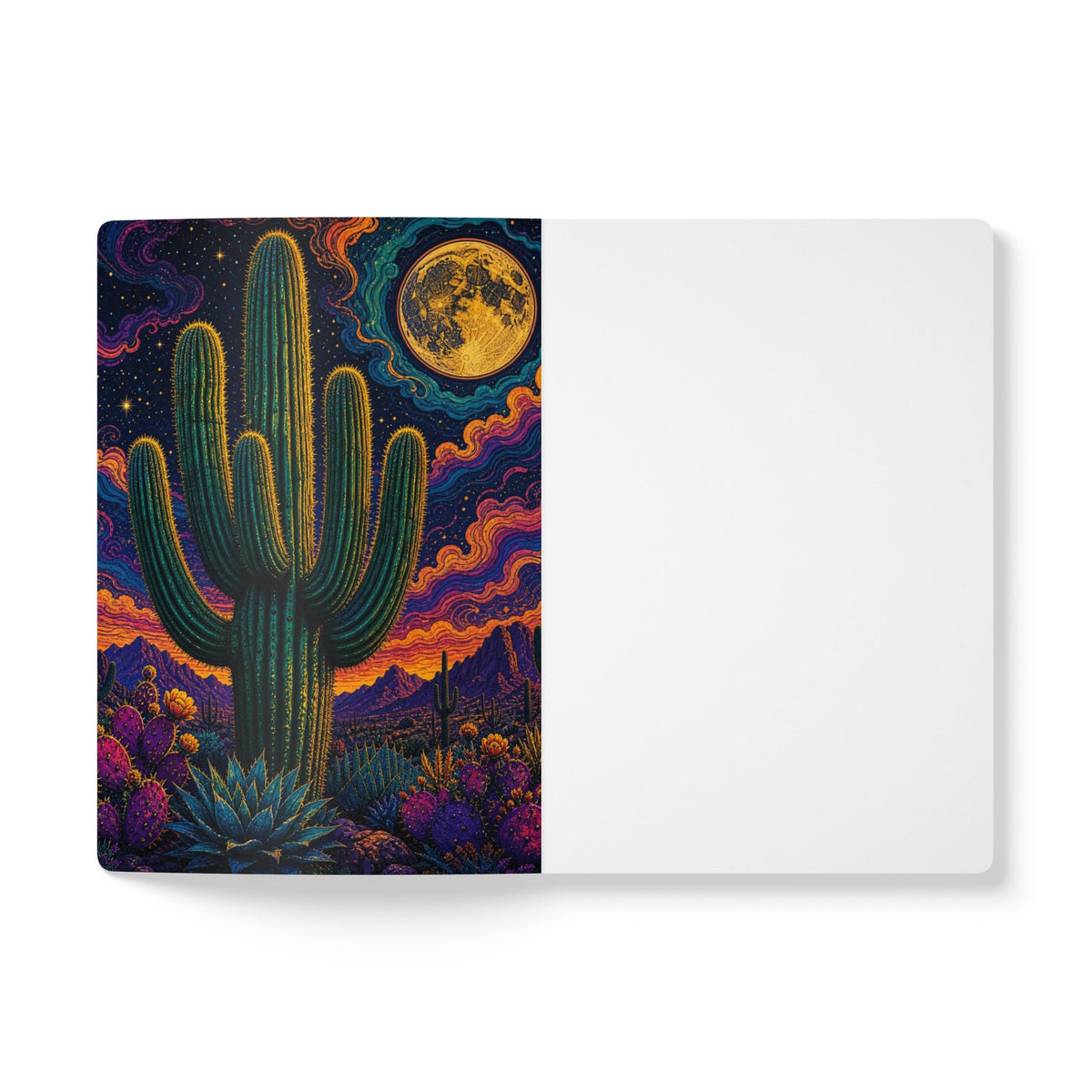 The Dreaming Desert Oracle Journal — Psychedelic Saguaro Softcover Notebook