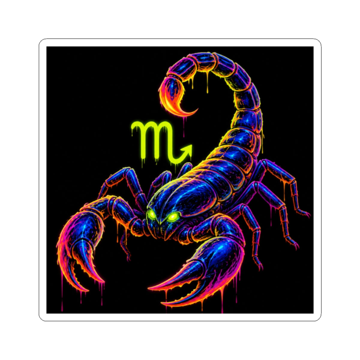 Neon Scorpion Zodiac Kiss-Cut Sticker