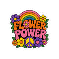 Flower Power Peace Rainbow Kiss-Cut Sticker