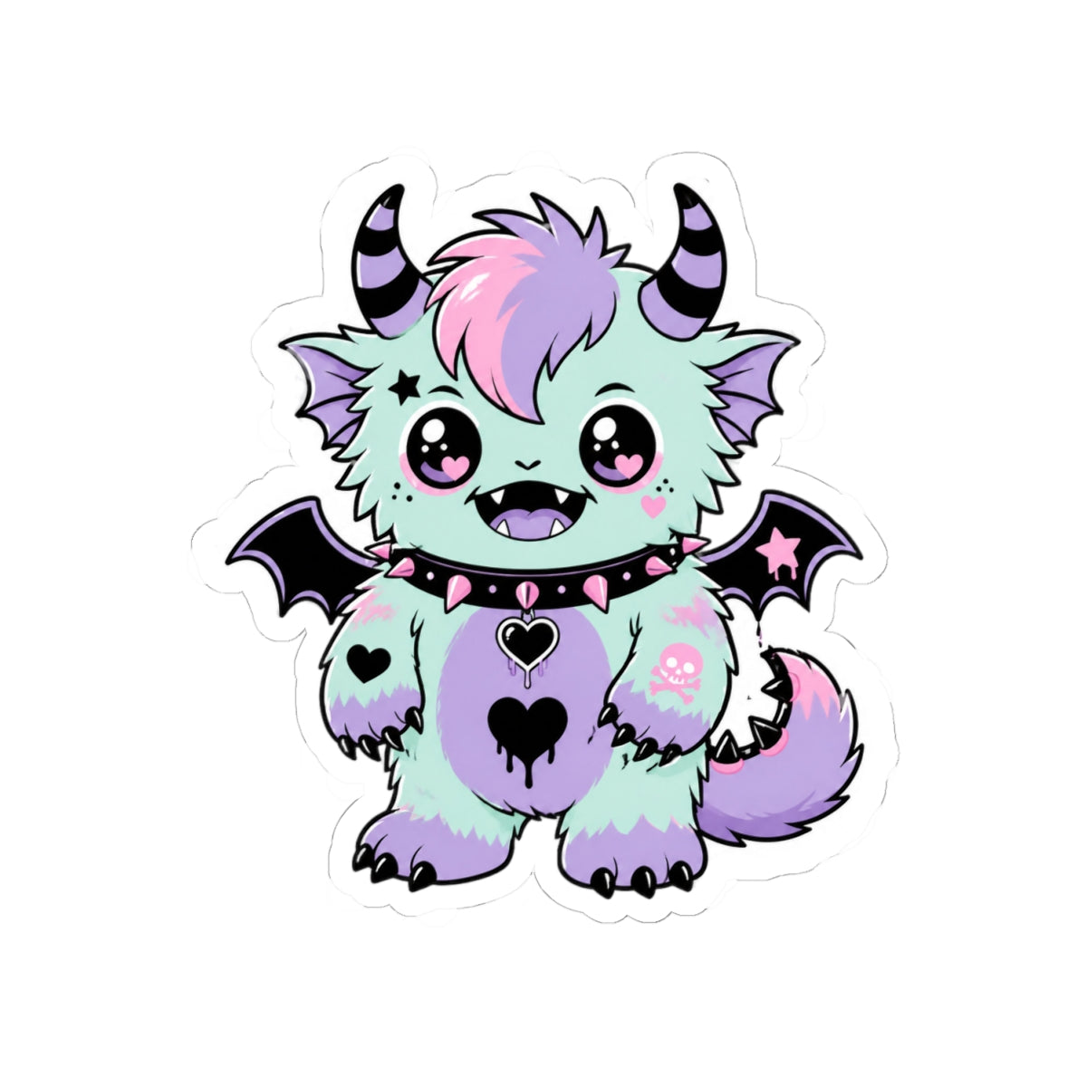 Cute Pastel Goth Monster Kiss-Cut Sticker