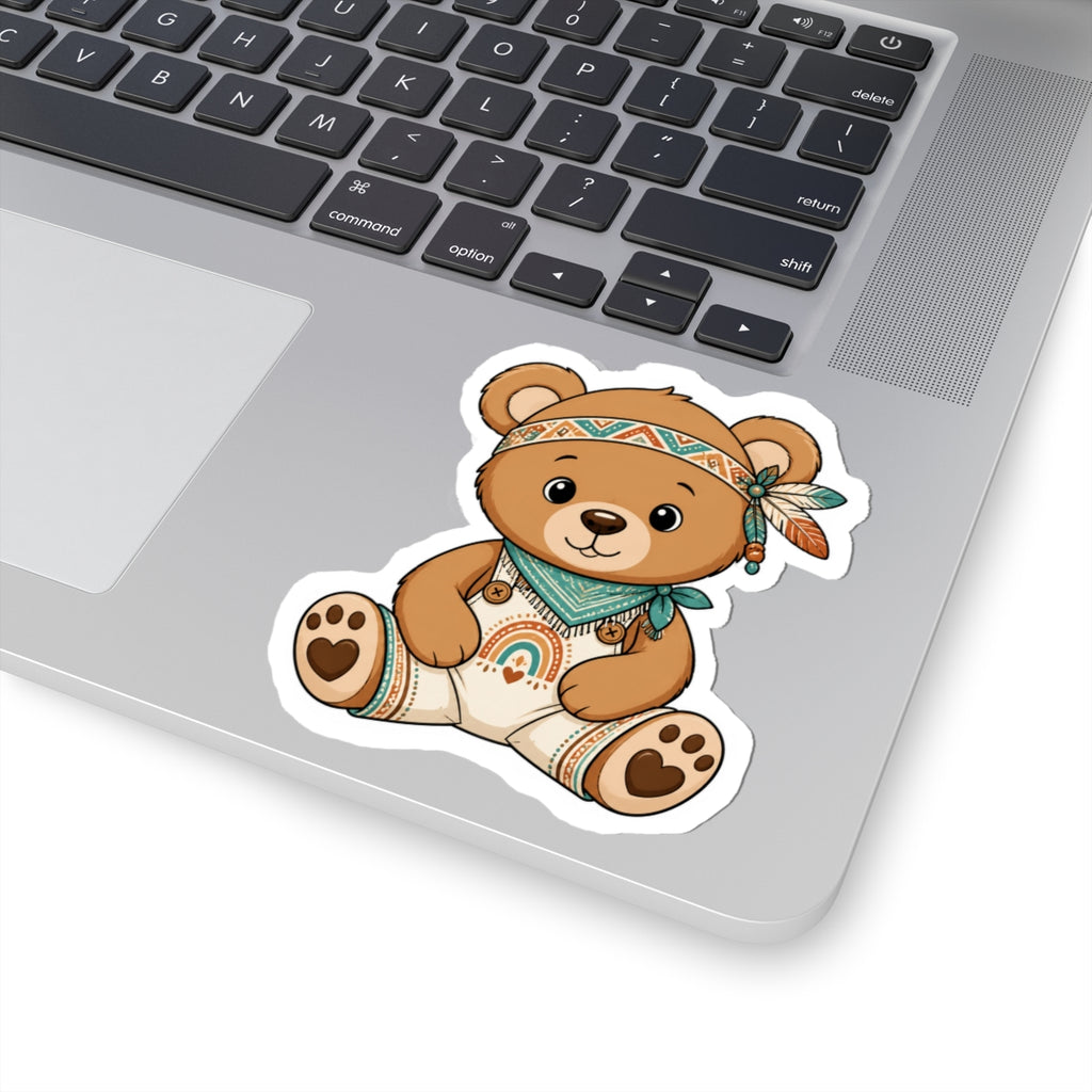 Boho-Inspired Bear Kiss-Cut Sticker