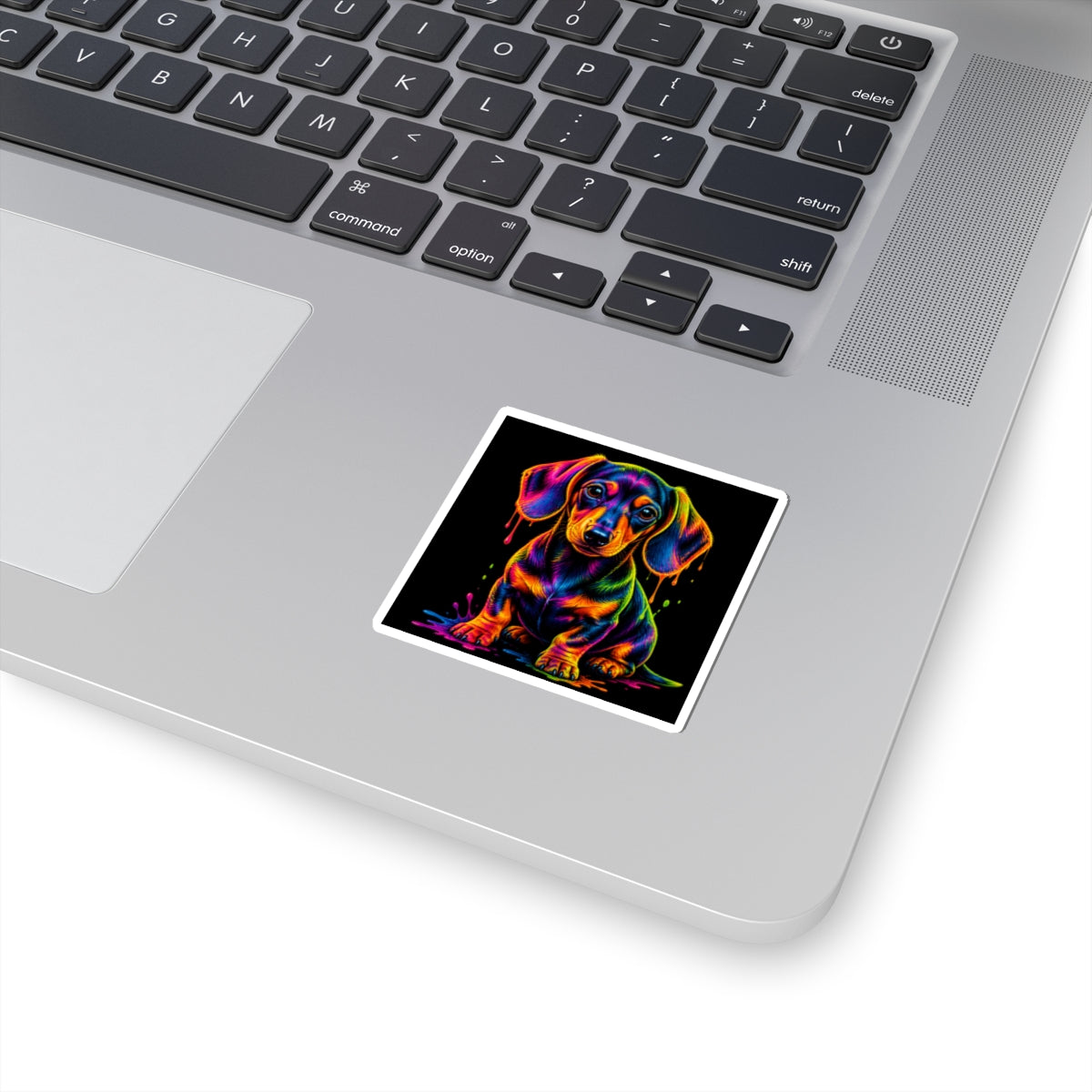 Neon Rainbow Dachshund Kiss-Cut Sticker