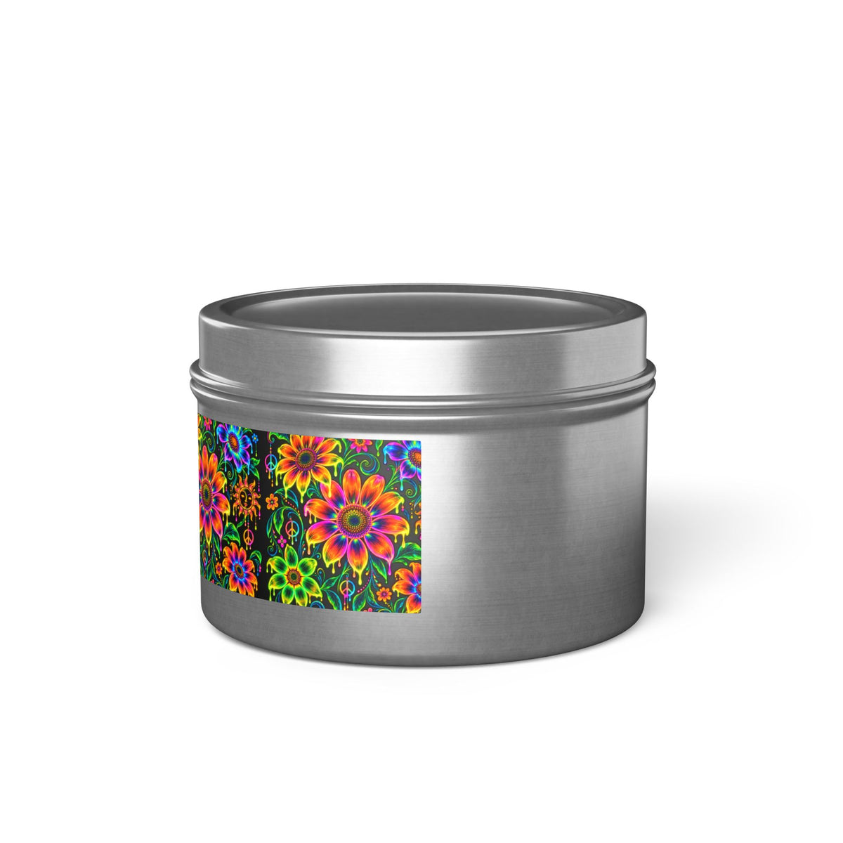 Colorful Floral Tin Candle